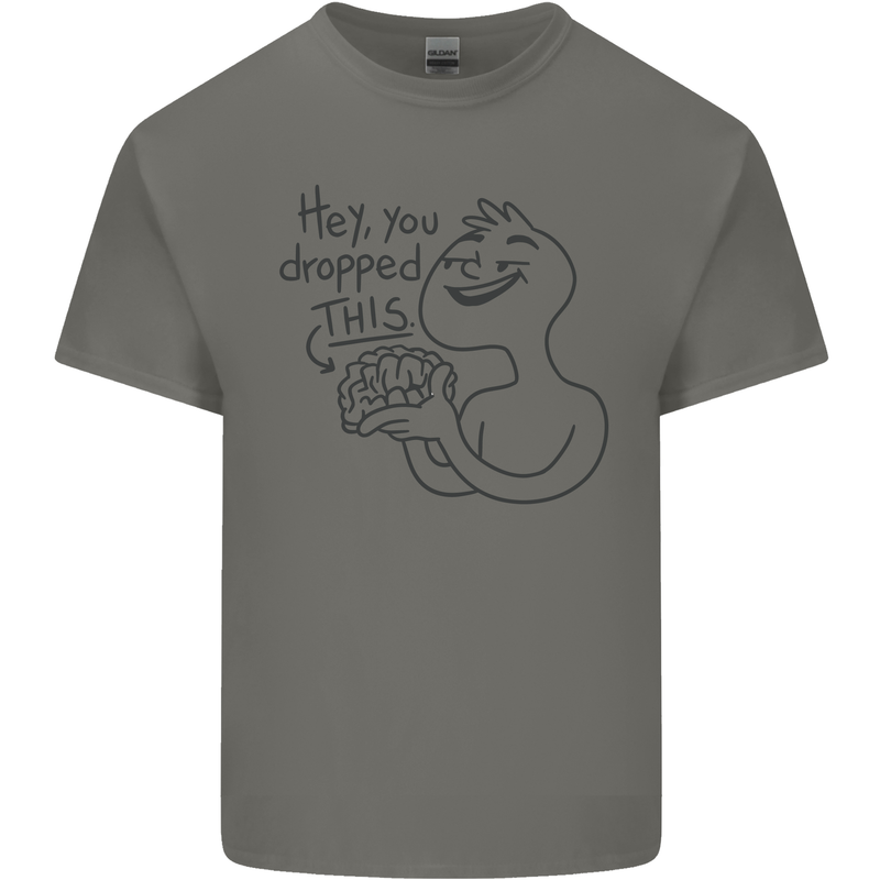 U Dropped Your Brain Sarcastic Dumb Stupid Mens Cotton T-Shirt Tee Top Charcoal