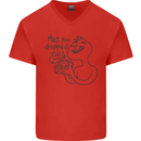 U Dropped Your Brain Sarcastic Dumb Stupid Mens V-Neck Cotton T-Shirt Red
