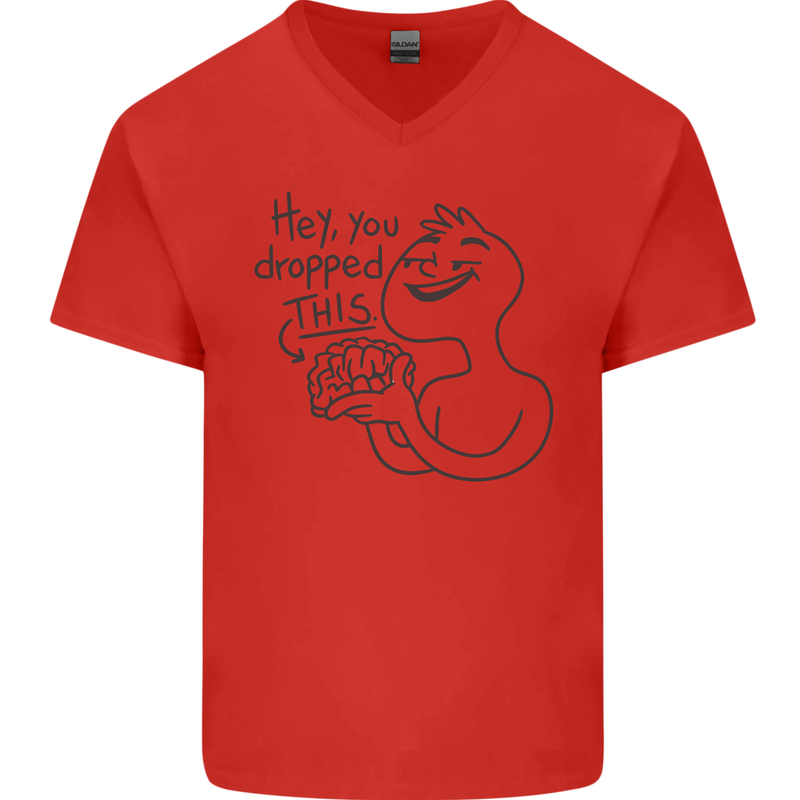 U Dropped Your Brain Sarcastic Dumb Stupid Mens V-Neck Cotton T-Shirt Red