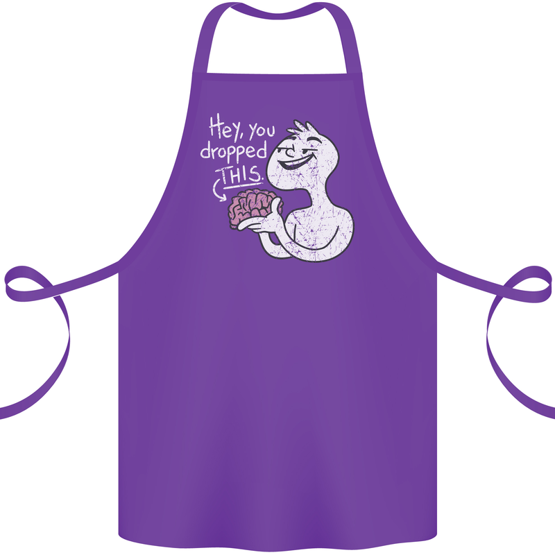 U Dropped Your Brain Sarcastic Stupid Dumb Cotton Apron 100% Organic Purple