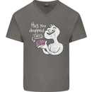 U Dropped Your Brain Sarcastic Stupid Dumb Mens V-Neck Cotton T-Shirt Charcoal