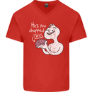 U Dropped Your Brain Sarcastic Stupid Dumb Mens V-Neck Cotton T-Shirt Red