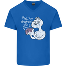 U Dropped Your Brain Sarcastic Stupid Dumb Mens V-Neck Cotton T-Shirt Royal Blue