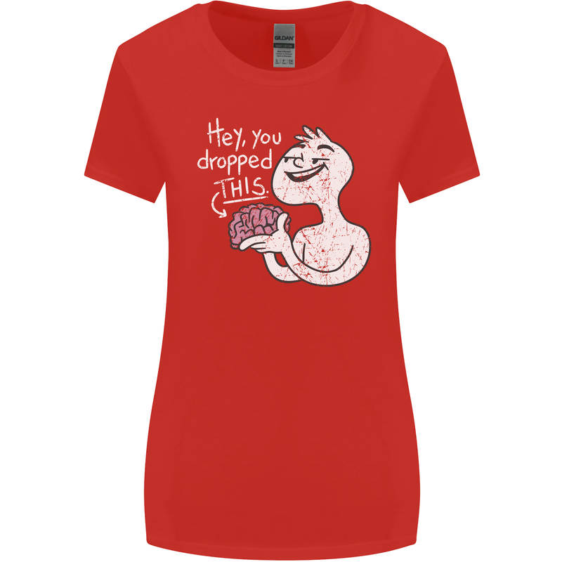 U Dropped Your Brain Sarcastic Stupid Dumb Womens Wider Cut T-Shirt Red