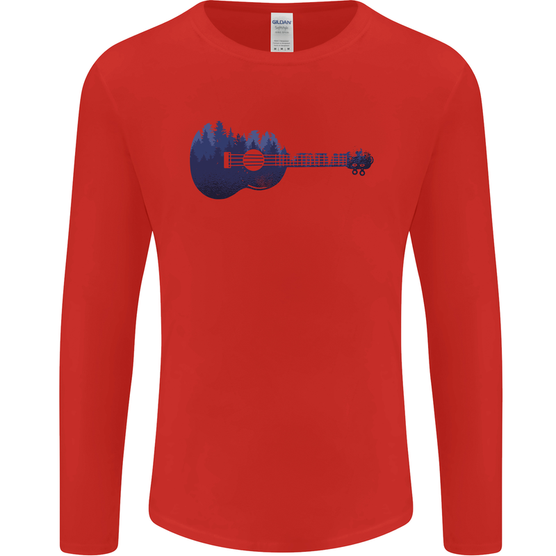 Ukulele Forest Guitar Music Guitarist Mens Long Sleeve T-Shirt Red