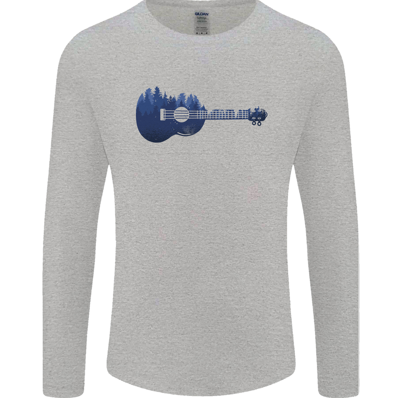 Ukulele Forest Guitar Music Guitarist Mens Long Sleeve T-Shirt Sports Grey