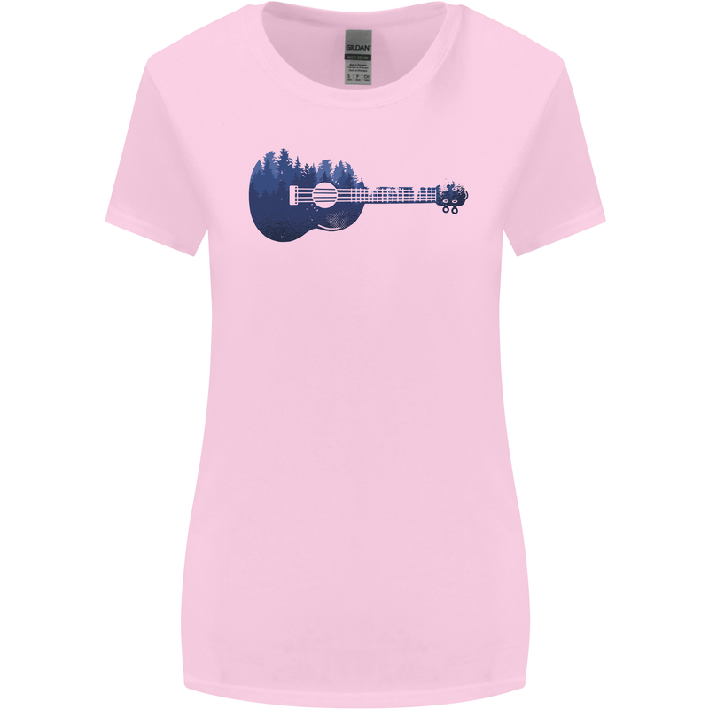 Ukulele Forest Guitar Music Guitarist Womens Wider Cut T-Shirt Light Pink