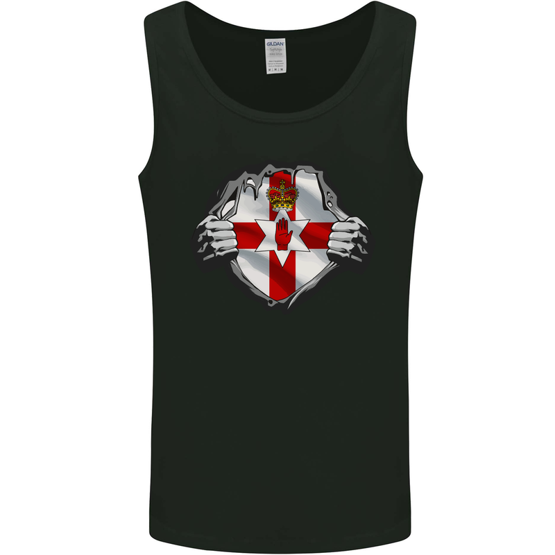 Ulster Flag N Ireland Gym Ripped Torn Mens Vest Tank Top Black