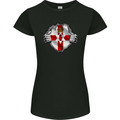 Ulster Flag N Ireland Gym Ripped Torn Womens Petite Cut T-Shirt Black