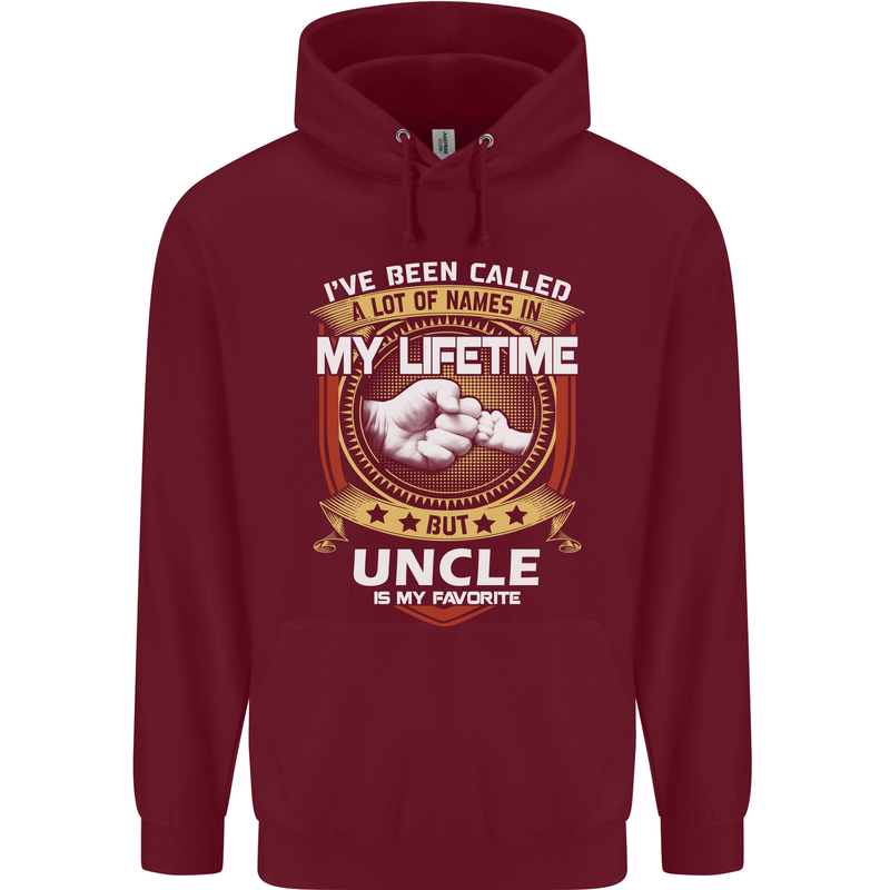 Uncle Is My Favourite Funny Fathers Day Mens 80% Cotton Hoodie Maroon