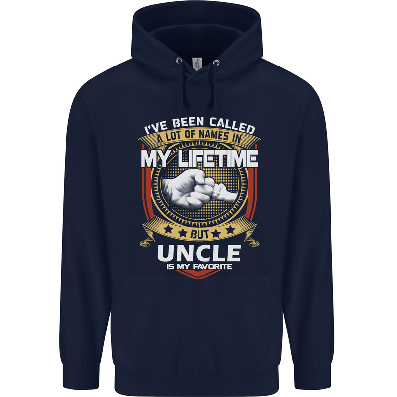 Uncle Is My Favourite Funny Fathers Day Mens 80% Cotton Hoodie Navy Blue