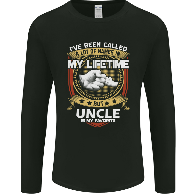 Uncle Is My Favourite Funny Fathers Day Mens Long Sleeve T-Shirt Black