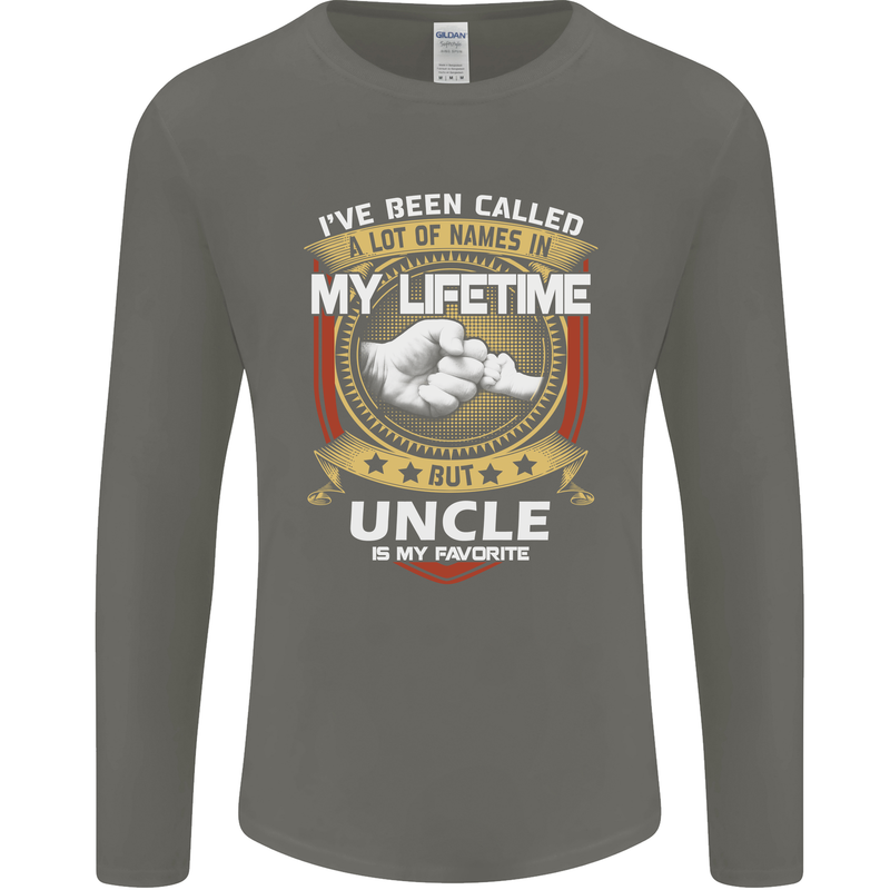 Uncle Is My Favourite Funny Fathers Day Mens Long Sleeve T-Shirt Charcoal