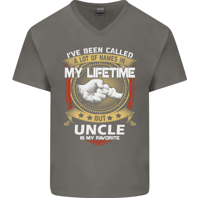 Uncle Is My Favourite Funny Fathers Day Mens V-Neck Cotton T-Shirt Charcoal