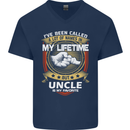 Uncle Is My Favourite Funny Fathers Day Mens V-Neck Cotton T-Shirt Navy Blue