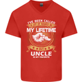 Uncle Is My Favourite Funny Fathers Day Mens V-Neck Cotton T-Shirt Red
