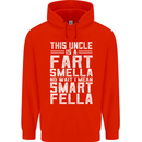 Uncle Is a Fart Smella Funny Fathers Day Mens 80% Cotton Hoodie Bright Red