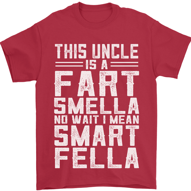 Uncle Is a Fart Smella Funny Fathers Day Mens T-Shirt Cotton Gildan Red