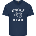 Uncle Knobhead Funny Uncle's Day Nephew Mens V-Neck Cotton T-Shirt Navy Blue