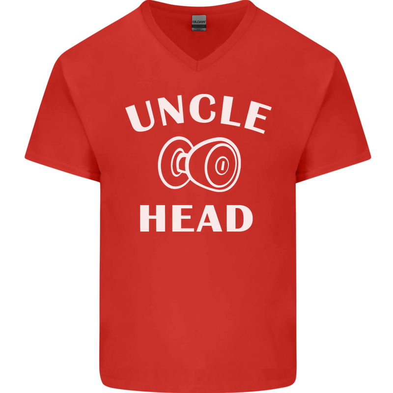 Uncle Knobhead Funny Uncle's Day Nephew Mens V-Neck Cotton T-Shirt Red