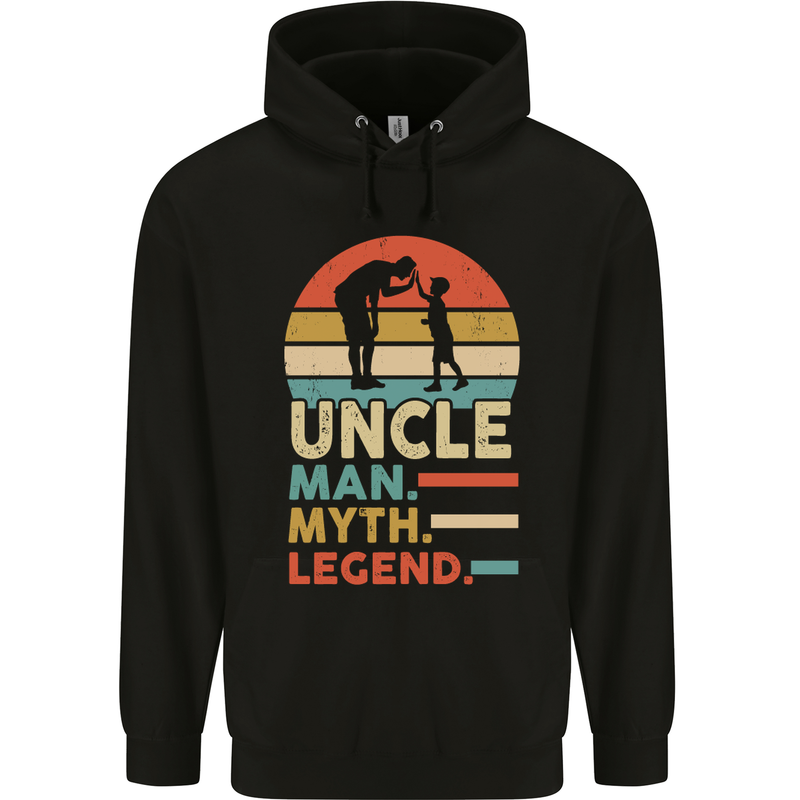 Uncle Man Myth Legend Funny Fathers Day Mens 80% Cotton Hoodie Black