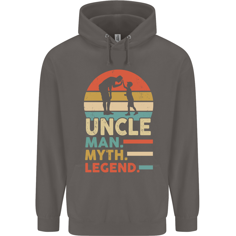 Uncle Man Myth Legend Funny Fathers Day Mens 80% Cotton Hoodie Charcoal