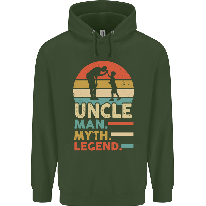 Uncle Man Myth Legend Funny Fathers Day Mens 80% Cotton Hoodie Forest Green
