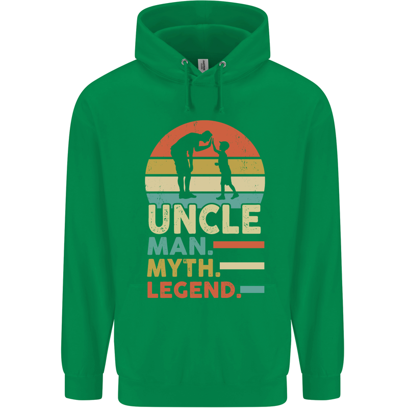 Uncle Man Myth Legend Funny Fathers Day Mens 80% Cotton Hoodie Irish Green