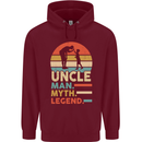 Uncle Man Myth Legend Funny Fathers Day Mens 80% Cotton Hoodie Maroon