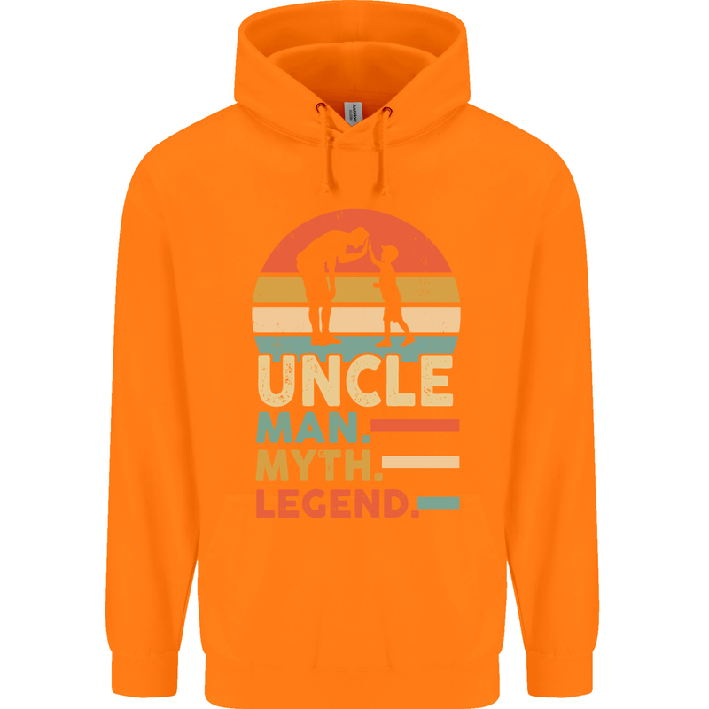 Uncle Man Myth Legend Funny Fathers Day Mens 80% Cotton Hoodie Orange