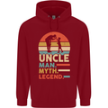 Uncle Man Myth Legend Funny Fathers Day Mens 80% Cotton Hoodie Red