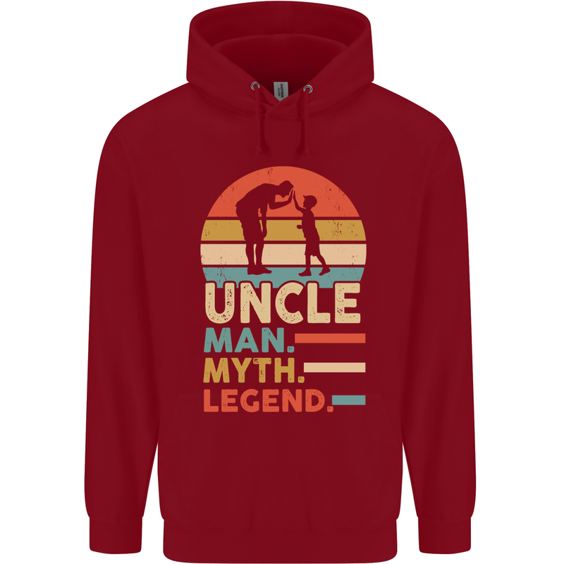 Uncle Man Myth Legend Funny Fathers Day Mens 80% Cotton Hoodie Red