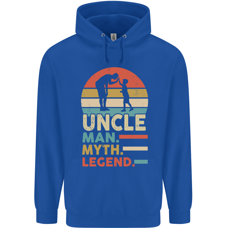 Uncle Man Myth Legend Funny Fathers Day Mens 80% Cotton Hoodie Royal Blue