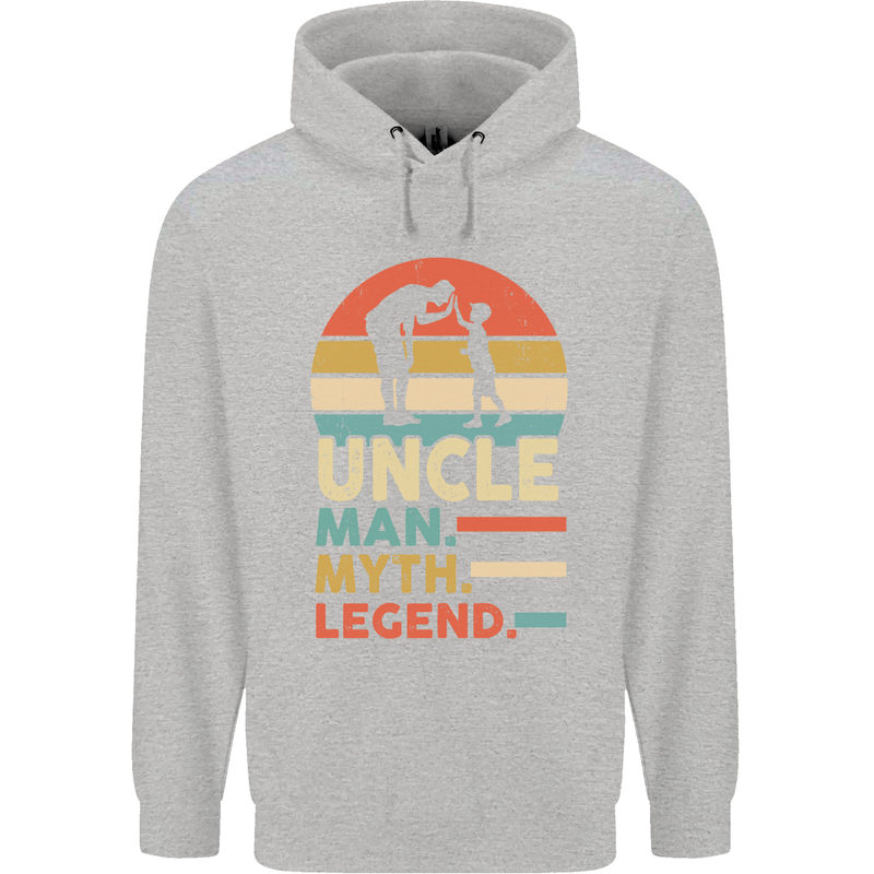 Uncle Man Myth Legend Funny Fathers Day Mens 80% Cotton Hoodie Sports Grey