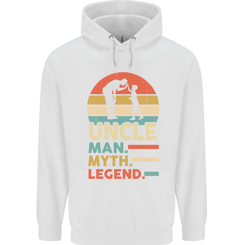 Uncle Man Myth Legend Funny Fathers Day Mens 80% Cotton Hoodie White