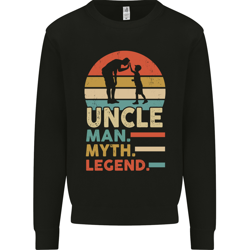 Uncle Man Myth Legend Funny Fathers Day Mens Sweatshirt Jumper Black