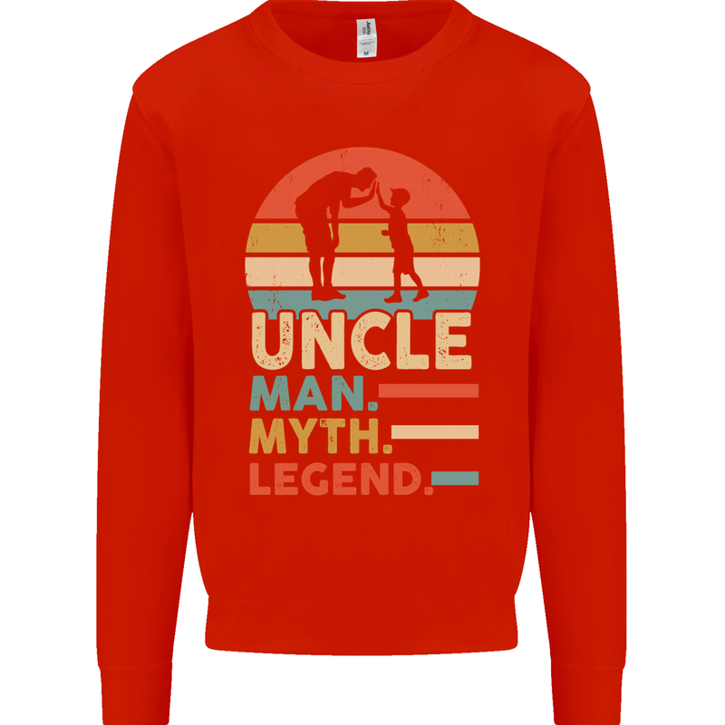 Uncle Man Myth Legend Funny Fathers Day Mens Sweatshirt Jumper Bright Red