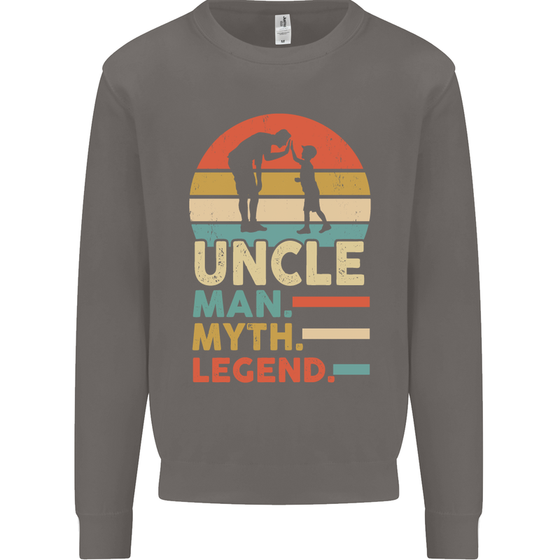 Uncle Man Myth Legend Funny Fathers Day Mens Sweatshirt Jumper Charcoal