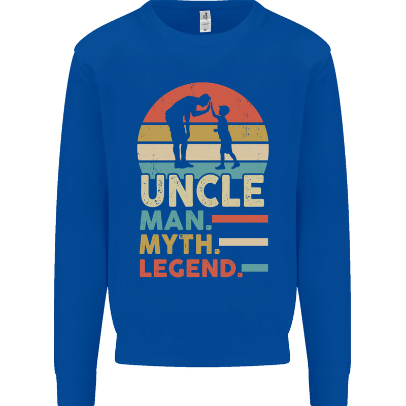 Uncle Man Myth Legend Funny Fathers Day Mens Sweatshirt Jumper Royal Blue