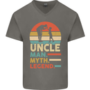 Uncle Man Myth Legend Funny Fathers Day Mens V-Neck Cotton T-Shirt Charcoal