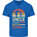 Uncle Man Myth Legend Funny Fathers Day Mens V-Neck Cotton T-Shirt Royal Blue