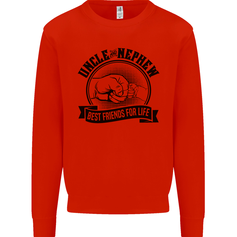 Uncle & Nephew Best Friends Uncle's Day Kids Sweatshirt Jumper Bright Red