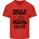 Uncle & Nephews Best Friends Day Funny Mens V-Neck Cotton T-Shirt Red