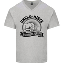 Uncle & Niece Best Friends Uncle's Day Mens V-Neck Cotton T-Shirt Sports Grey