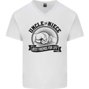 Uncle & Niece Best Friends Uncle's Day Mens V-Neck Cotton T-Shirt White