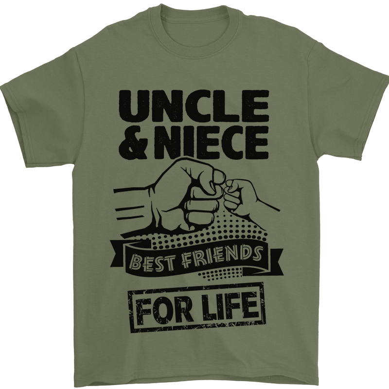 Uncle & Niece Friends for Life Funny Day Mens T-Shirt Cotton Gildan Military Green