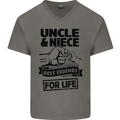 Uncle & Niece Friends for Life Funny Day Mens V-Neck Cotton T-Shirt Charcoal