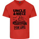 Uncle & Niece Friends for Life Funny Day Mens V-Neck Cotton T-Shirt Red