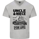 Uncle & Niece Friends for Life Funny Day Mens V-Neck Cotton T-Shirt Sports Grey