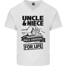 Uncle & Niece Friends for Life Funny Day Mens V-Neck Cotton T-Shirt White